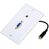 Monoprice 104569 VGA Stereo Audio Wall Plate (Gold Plated, 3.5mm)
