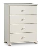 Youth Cottage Style White Finish 4-Drawer Storage Chest