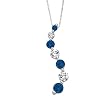 14K White Gold 1/2 ct. Alternating Blue and White Diamond "Journey of Love" Curve Pendant with Chain