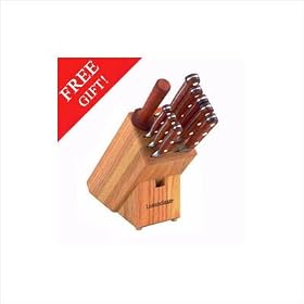 LamsonSharp 33002/39970 Silver Forged 10-Piece Block Set with FREE Porcelain Blade Bench