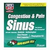 Rite Aid Congestion & Pain Sinus Pain Reliever Nasal Decongestant Rapid Release Gels 24 gelcaps Rite Aid Congestion & Pain Sinus Pain Reliever Nasal Decongestant Rapid Release Gels 24 gelcaps