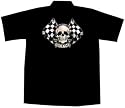 Skull Flags Hot Rod Car Work Shirt, Lucky 13
