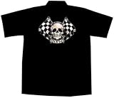 Skull Flags Hot Rod Car Work Shirt, Lucky 13
