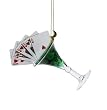 Happy Hour Green Martini Glass with Royal Flush Magnet Christmas Ornament 4.5"