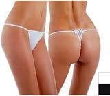 Soft Microfiber Thong with Guipure Application. Cotton Lined Crotch.
