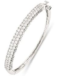Childrens Sterling Silver CZ Bangle - S00098 - Width 6mm - Diameter 47mm.