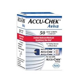 Accu-Chek Aviva Test Strips for Testing Glucose in Whole Blood, 1 Code Key, Model: 5158729001 - 50 Strips/Pack