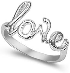 925 Sterling Silver Cursive Love Ring
