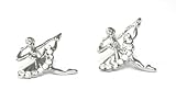 Gorgeous Ballet Dancer Leg Up Post Stud Earrings Silver Tone with Crystals