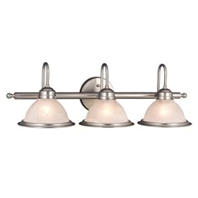 Saturn - 3 Light Bathroom Vanity Lighting Fixture - Brushed Nickel - White Alabaster Glass... by Vaxcel Lighting