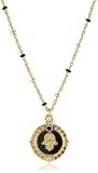 Blee Inara Black Enamel Hamsa with Enamel Chain Necklace