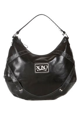 Emotion Vinyl Black Faux Leather Shoulder Bag: Black Shoulder Bag
