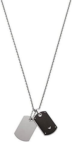 Emporio Armani Double Dog Tag Carbon Fiber Necklace (23"-24.5")