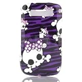 PURPLE ZEBRA WITH SKULL SNAP ON HARD SKIN SHELL PROTECTOR COVER CASE FOR BLACKBERRY CURVE 8900 + BELT CLIP