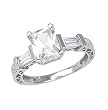 Sterling Silver Rhodium Engagement Ring with Clear CZ - Size: 6-9