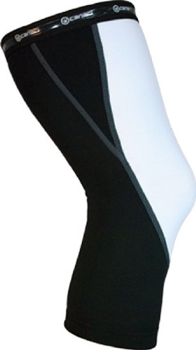 Canari Cyclewear Mens TT Contoured Knee Warmers (Black/White, Small)