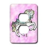 Carousel - Carousel Horse in Pink - Light Switch Covers - 2 plug outlet cover