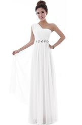  Chiffon One Shoulder Bridesmaid Dress/Prom Dress/Wedding Dress/Maxi Dress  With Rhinestones