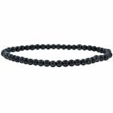 Genuine Onyx Stone 4mm Bead Beaded Stretch Bracelet