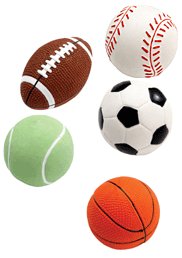 Grriggles All-Star Squeakies Sport Balls for Dogs - Set of 5 Balls