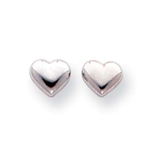 14k White Gold Heart Button Earrings