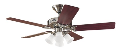 Hunter 25582 The Studio Four-Light 52-Inch Five-Blade Ceiling Fan, Brushed Nickel with Frosted Globes