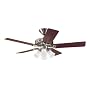Hunter 25582 The Studio Four-Light 52-Inch Five-Blade Ceiling Fan, Brushed Nickel with Frosted Globes