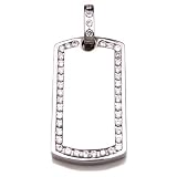 Iced Out Silver CZ Dog Tag Pendant