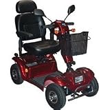 Drive Medical Odyssey Full Size 4 Wheel Scooter with Batteries and Charger, Red, Full Size