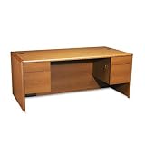 10700 Series Double Pedestal Desk, 3/4 Height Pedestals, Medium Oak, 72 x 36