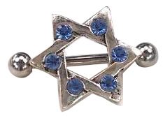 Blue Crystal Jewish Star Of David Body Jewelry Piercing