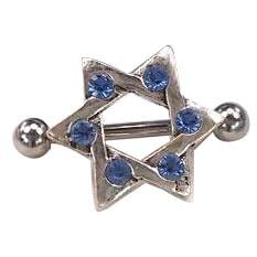 Blue Crystal Jewish Star Of David Body Jewelry Piercing