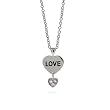 Sterling Silver Love Double Heart Charm Necklace-Clearance Final Sale