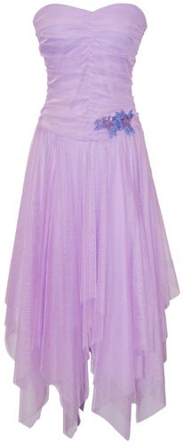 Fairy Strapless Prom Holiday Party Cocktail Dress Bridesmaid Gown, XS, Lavender