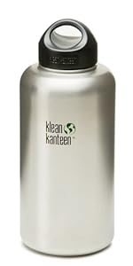 Klean Kanteen Wide Mouth Bottle with Stainless Loop Cap (Brushed Stainless, 64-Ounce)