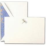 Engraved Gold Dragonfly Correspondence Cards
