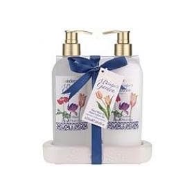 Sanderson - A Painter's Garden Hand Wash & Hand Lotion Ceramic Caddy Set