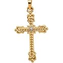 14K Yellow Gold Diamond Cross Pendant