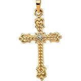 Search : 14K Yellow Gold Diamond Cross Pendant