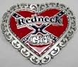 REDNECK GIRL RED HEART  BELT BUCKLE,WITH REBEL FLAG