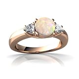 14k Rose Gold Round Genuine Opal Ring