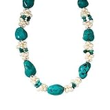 Cultured Pearl and Turquoise Necklace, 16