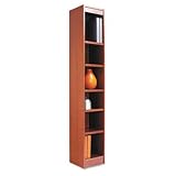 Narrow Profile Bookcase, Wood Veneer, 6-Shelf, 12w x 12d x 72h, Medium Oak