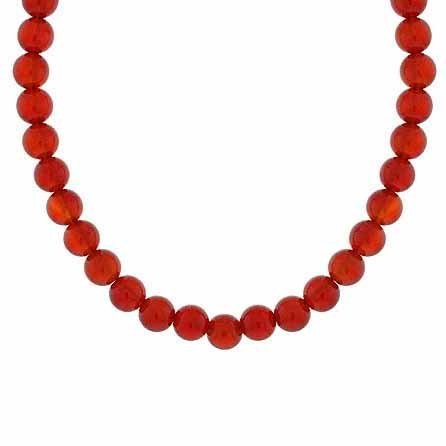 Sterling Silver 6mm Genuine Carnelian Stone Bead Beaded Chain 15-19 Necklace
