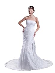 Strapless Sweetheart Mermaid Beaded Lace-Up   Dress with a Court Train  With Pearls