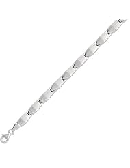 14K White Gold 7.25" 5.5mm Polish Long Rectangular Like Shape With Textured Diamond Shape Look Fancy Bracelet With Pear Shape Clasp