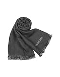 Roberto Cavalli Solid Three-tone Signature Long Scarf Black