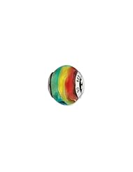 Sterling Silver Red And Green And Yellow Italian Murano Charm