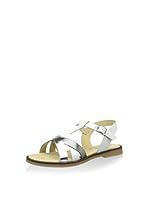 Billowy Sandalias planas (Blanco / Plata)