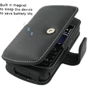 Leather Book Case for BlackBerry Curve 8350i (Black)